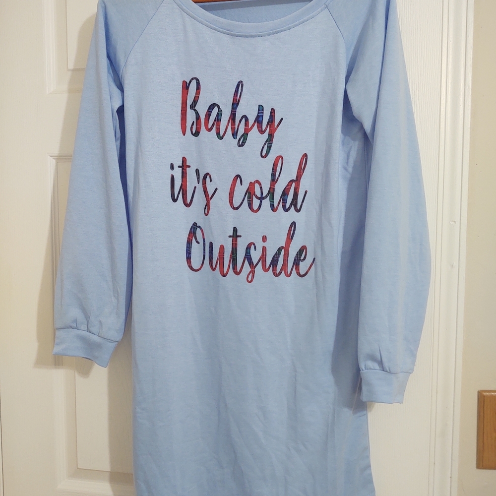 Two New without tags "Baby it's cold outside" long nightshirts size S